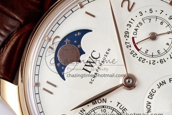 MIROTIME 0420 WellDesigned Portugieser Perpetual Calendar RG 5033 APSF 1:1 Best Edition White Dial on Brown Leather Strap A52610 Clone 7042